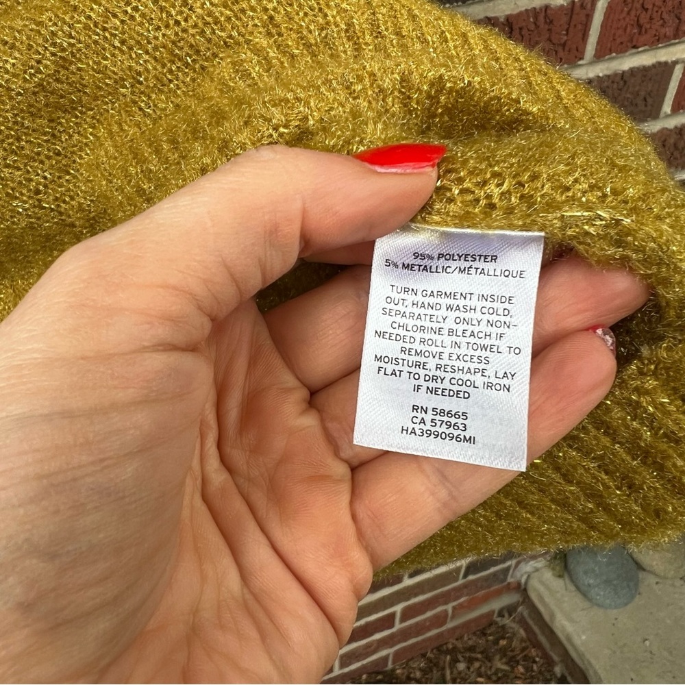 Halogen Chartreuse And Silver V Neck Pullover Spa… - image 4